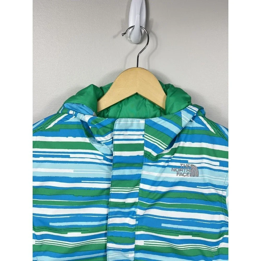 The North Face Jacket Girl Large 14/16 Green Blue Hooded Jacket Parka Winter Ski - Picture 2 of 15